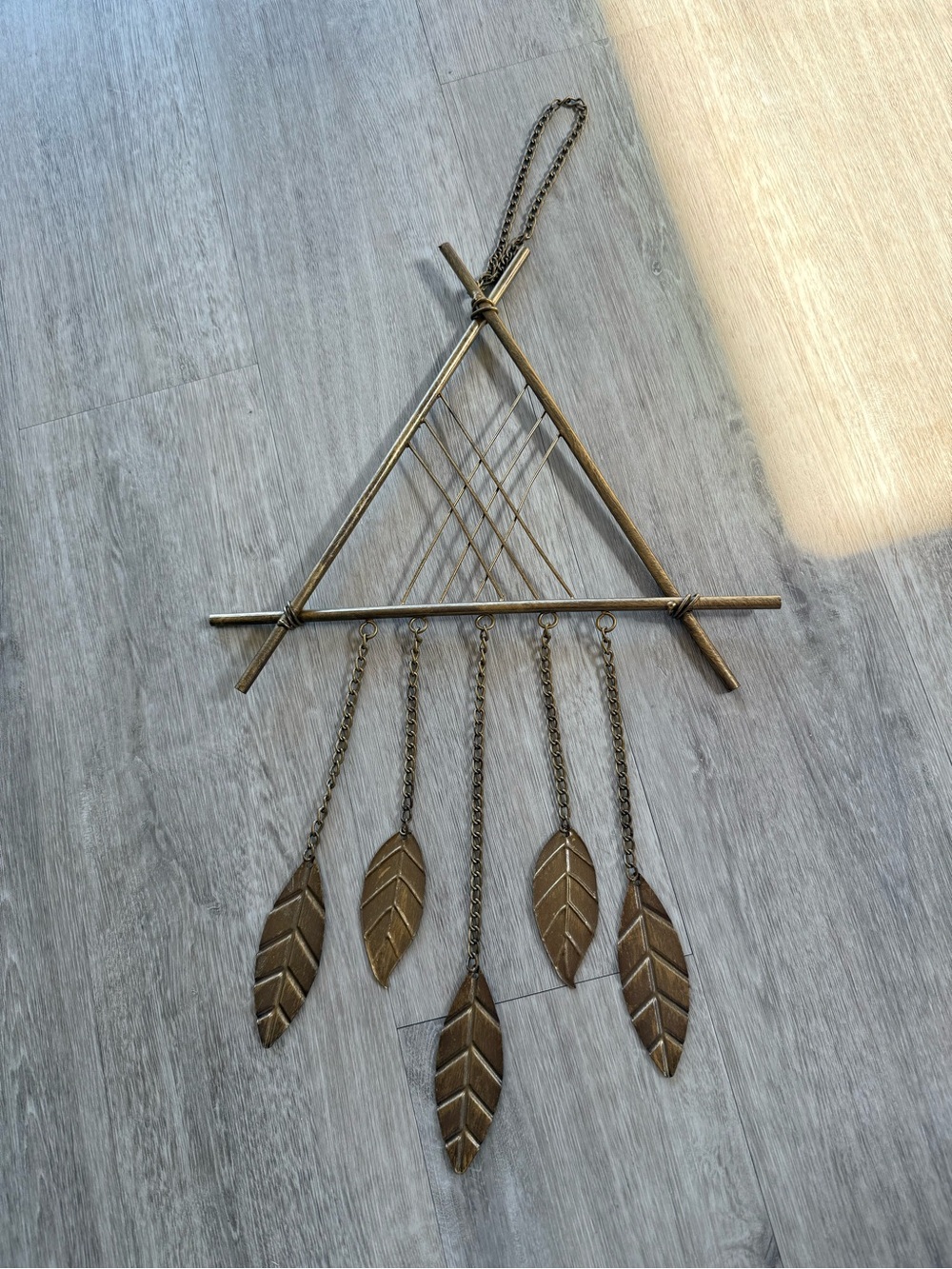 Bronze Leaf Triangle Wall Hanging - Decorative Home Wall Decor